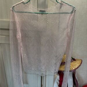 Pink Mesh Long Sleeve Top